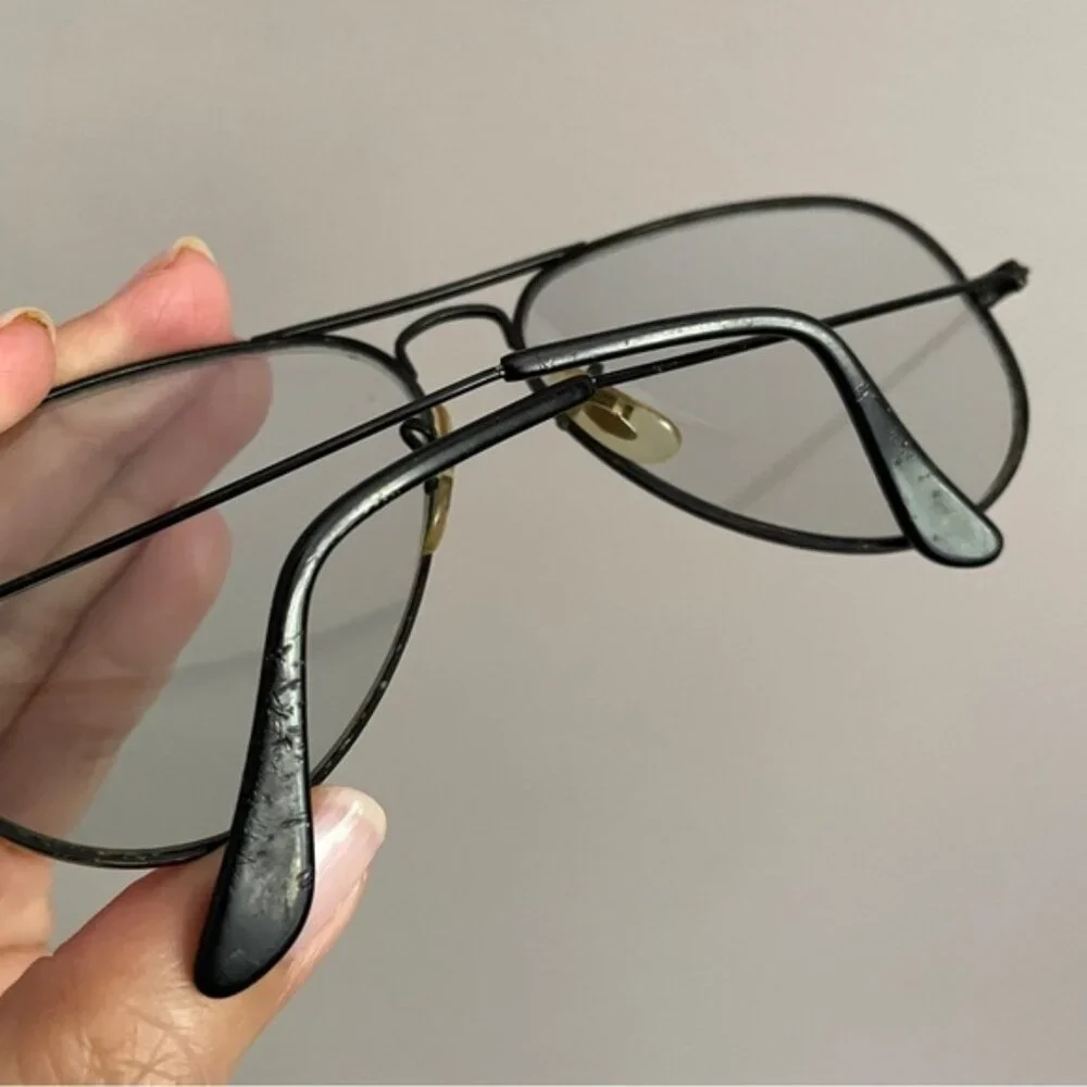 Vintage B&L Ray Ban Black Large Aviator Glasses Frames - 58-14, USA 🇺🇸